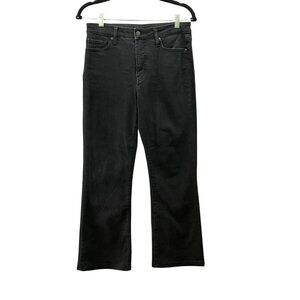 Uniqlo High Rise Flare Ankle Pants Womens 25 Black Stretch Cropped Slim